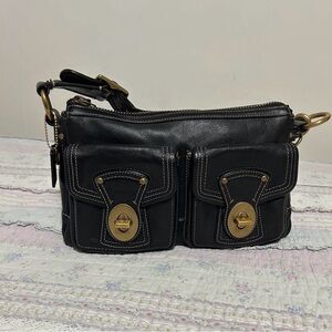 Coach Legacy 65th Anniversary Double Turnlock Black Leather Shoulder Purse